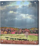 Maryland Farm With Autumn Colors And Approaching Storm Acrylic Print