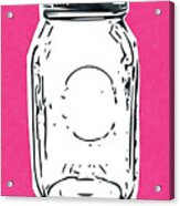 Mason Jar Hot Pink- Art By Linda Woods Acrylic Print