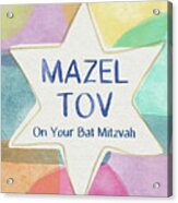 Mazel Tov On Your Bat Mitzvah- Art By Linda Woods Acrylic Print