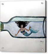 Mermaid In A Bottle Acrylic Print