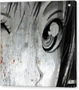 Metallic Anime Girl Eyes 2 Black And White Acrylic Print