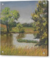 Pond Landscape Painting Acrylic Print