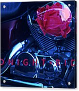 Midnight Rider Motorcycle And A Red Rose Acrylic Print