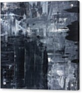 Midnight Shades Of Gray - 48x48 Huge Original Painting Art Abstract Artist Acrylic Print