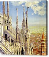 Milano Italy Vintage Travel Poster Restored Acrylic Print