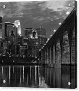 Minneapolis Stone Arch Bridge Bw Acrylic Print