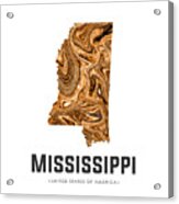 Mississippi Map Art Abstract In Brown Acrylic Print