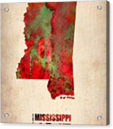Mississippi Watercolor Map Acrylic Print