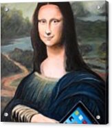 Mona Lisa With Ipad Acrylic Print
