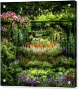 Monet's Lush Trellis Garden In Giverny, France Acrylic Print