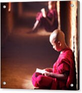 Monk Study In Temple Acrylic Print
