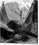 Monochrome Image Of Slot Canyon At Tent Rocks Kasha Katuwe - Jemez Mountains New Mexico Acrylic Print
