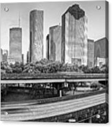 Monochrome Panorama Of Downtown Houston Skyline From Buffalo Bayou Park - Harris County Houston Texa Acrylic Print