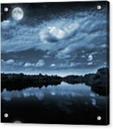 Moonlight Over A Lake Acrylic Print