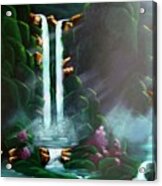 Moonlight Waterfall Fantasy Acrylic Print