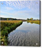 Morning Clouds Reflected In Nippersink Creek In Glacial Park Acrylic Print