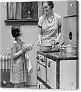 Mother And Daughter Cooking, C.1920s Acrylic Print