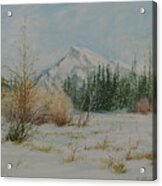 Mount Rundle In Winter Acrylic Print
