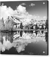 Mountain Landscape Reflections - Aspen Colorado Snowmass Village - Monochrome Acrylic Print