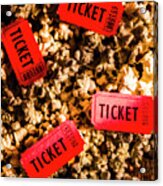 Movie Tickets On Scattered Popcorn Acrylic Print
