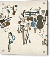 Musical Instruments Map Of The World Map Acrylic Print