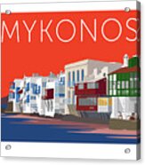 Mykonos Little Venice - Orange Acrylic Print