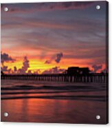 Naples Pier Silhouette Acrylic Print