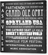 Nashville Famous Landmarks Acrylic Print