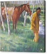 Native American Leading Horse Acrylic Print