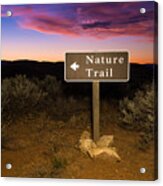 Nature Trail Sign At Sunrise Acrylic Print
