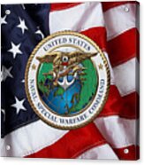 Naval Special Warfare Command - N S W C - Emblem Over U. S. Flag Acrylic Print