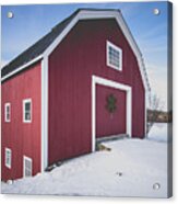 New England Red Barn Winter Orford Acrylic Print