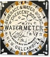 New Orleans Water Meter In Black And Gold Acrylic Print