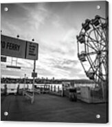 Newport Beach Balboa Fun Zone Black And White Photo Acrylic Print