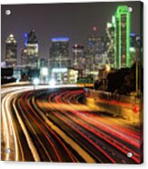 Night Dallas Skyline Square Format Acrylic Print