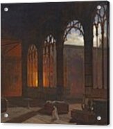 Night Scene With A Monk In A Gothic Cloister Acrylic Print