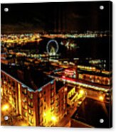 Night View Of Seattle Waterfront Acrylic Print