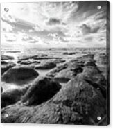 Norfolk Hunstanton Rugged Coastline Black And White Acrylic Print