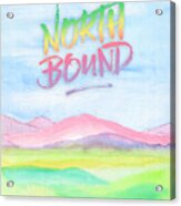 North Bound Pink Purple Mountains Watercolor Painting Acrylic Print