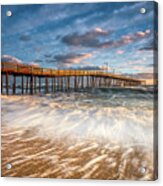 North Carolina Outer Banks Nags Head Pier Seascape At Sunrise Acrylic Print