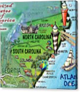 North South Carolina Fun Map Acrylic Print