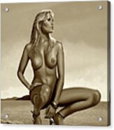 Nude Blond Beauty Sepia Acrylic Print