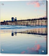 Oceanside Beach Sunset Reflections Acrylic Print
