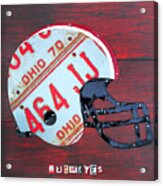 Ohio State Buckeyes Football Helmet Recycled Vintage License Plate Art Acrylic Print
