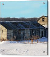 Old Barns And Snow Acrylic Print