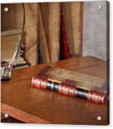 Old Fashioned Desk With Antique Book And Quill Photograph Acrylic Print