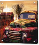 Old Ford Pickup Truck In Sunset Golds Acrylic Print
