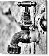Old Outdoor Tap - Black And White Acrylic Print