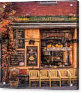 Old Painting Of A Little Pub Downtown Amsterdam Acrylic Print