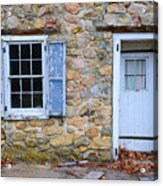 Old Village Door And Window With Blue Shutters Acrylic Print